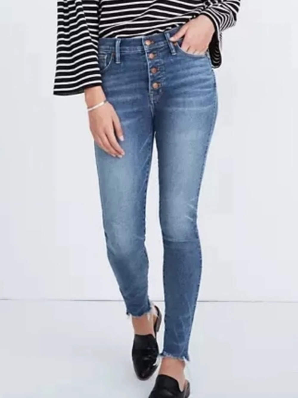 Madewell 10” High-Rise Button-Fly Skinny Jeans in Medium Blue